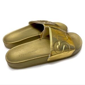 Superga Slides Metallic Gold 1908 Signature Pool Sandals Size 6.5 NWT